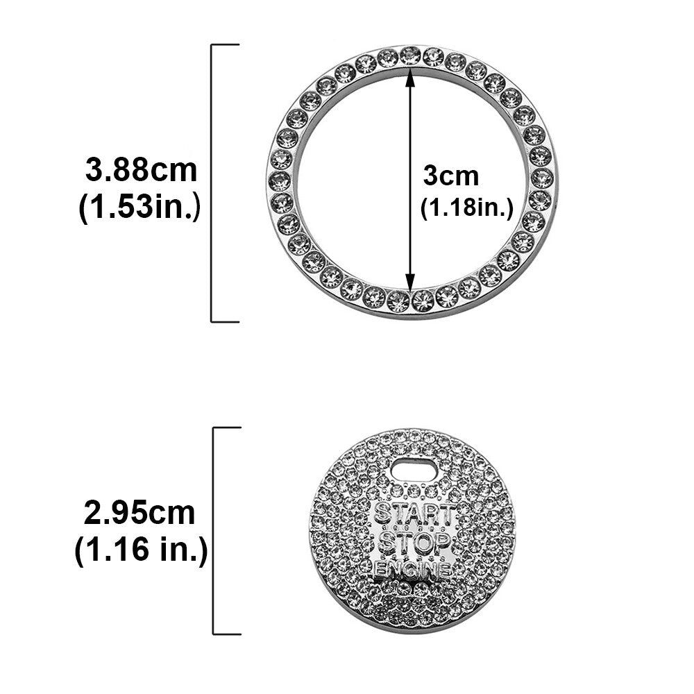 Bling Pink Diamond Car Engine Ignition Start Button Decor Ring Crystal Sticker