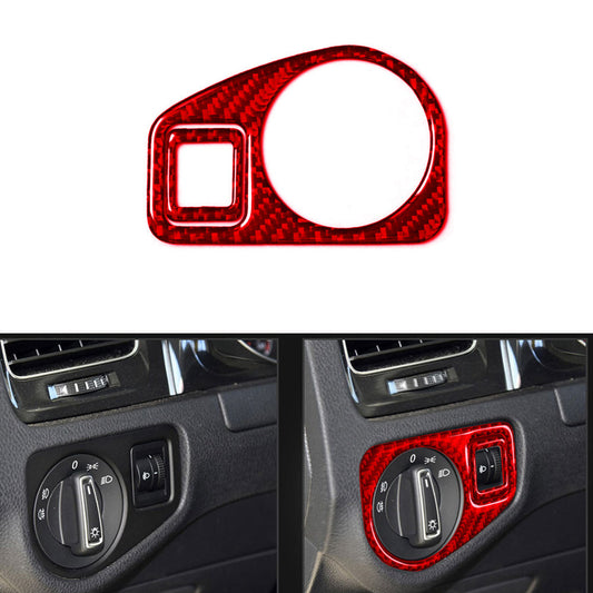 for VW for Golf MK7 2013-2019 Carbon Fiber Front Headlight Switch Cover Trim Red