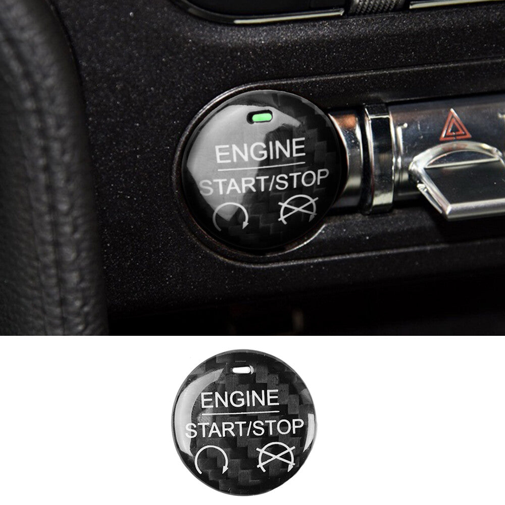 Real Carbon Fiber Engine Start Stop Button Cover Trim for Ford for Mustang 2015-2022