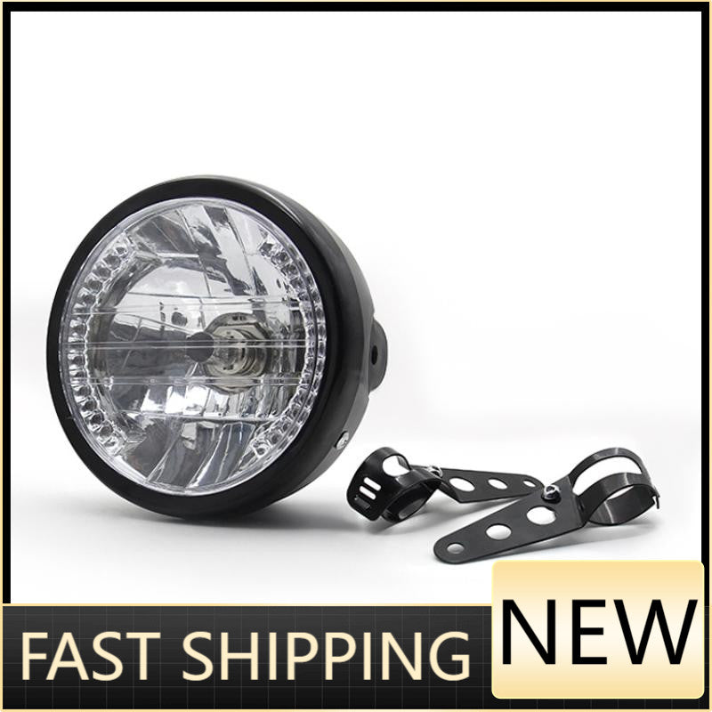 6.5 Universal LED Motorcycle Headlight + Bracket for Harley Cafe Racer Bobber