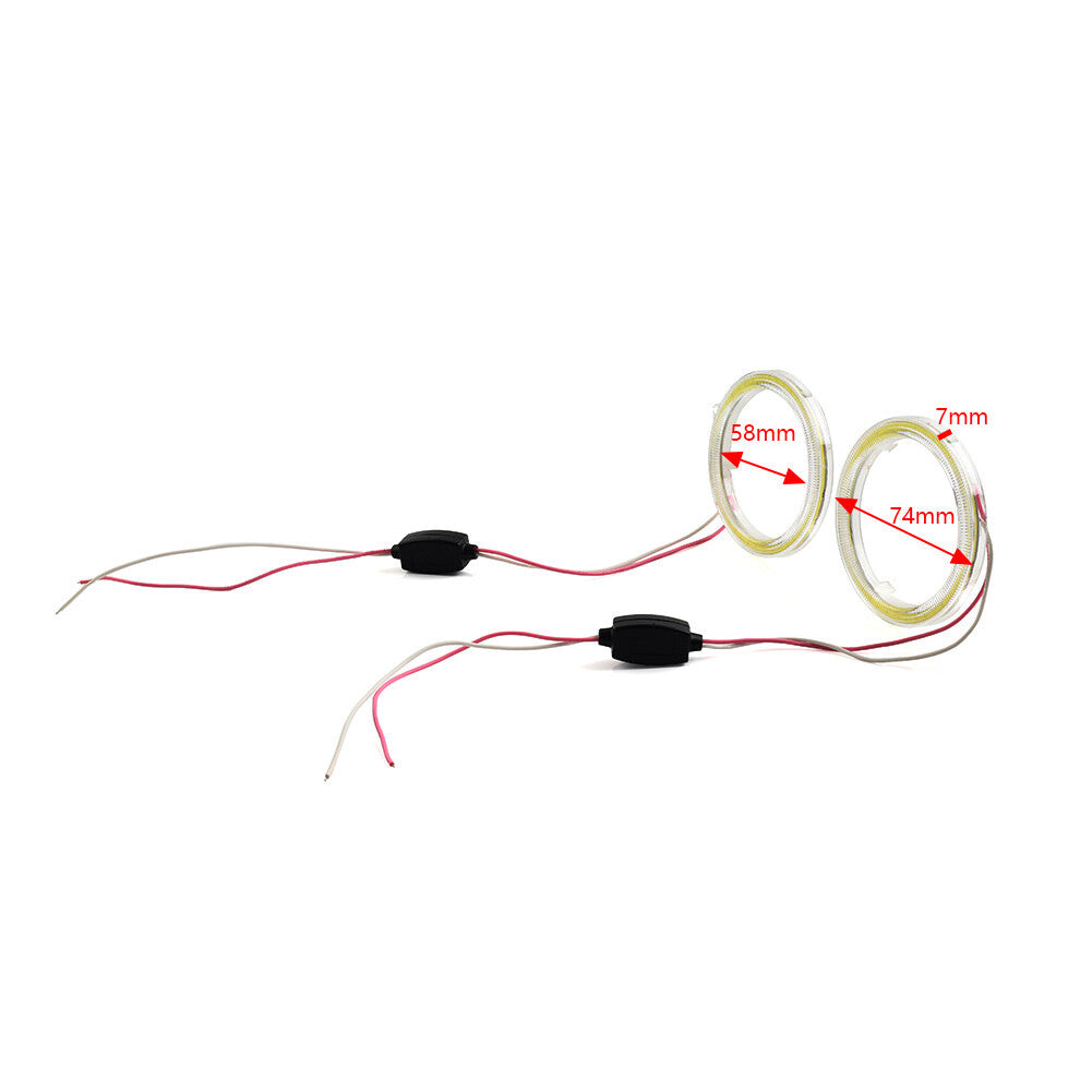 70MM Universal Car DRL Fog Headlights COB Angel Eyes Halo Ring 12V LED Light