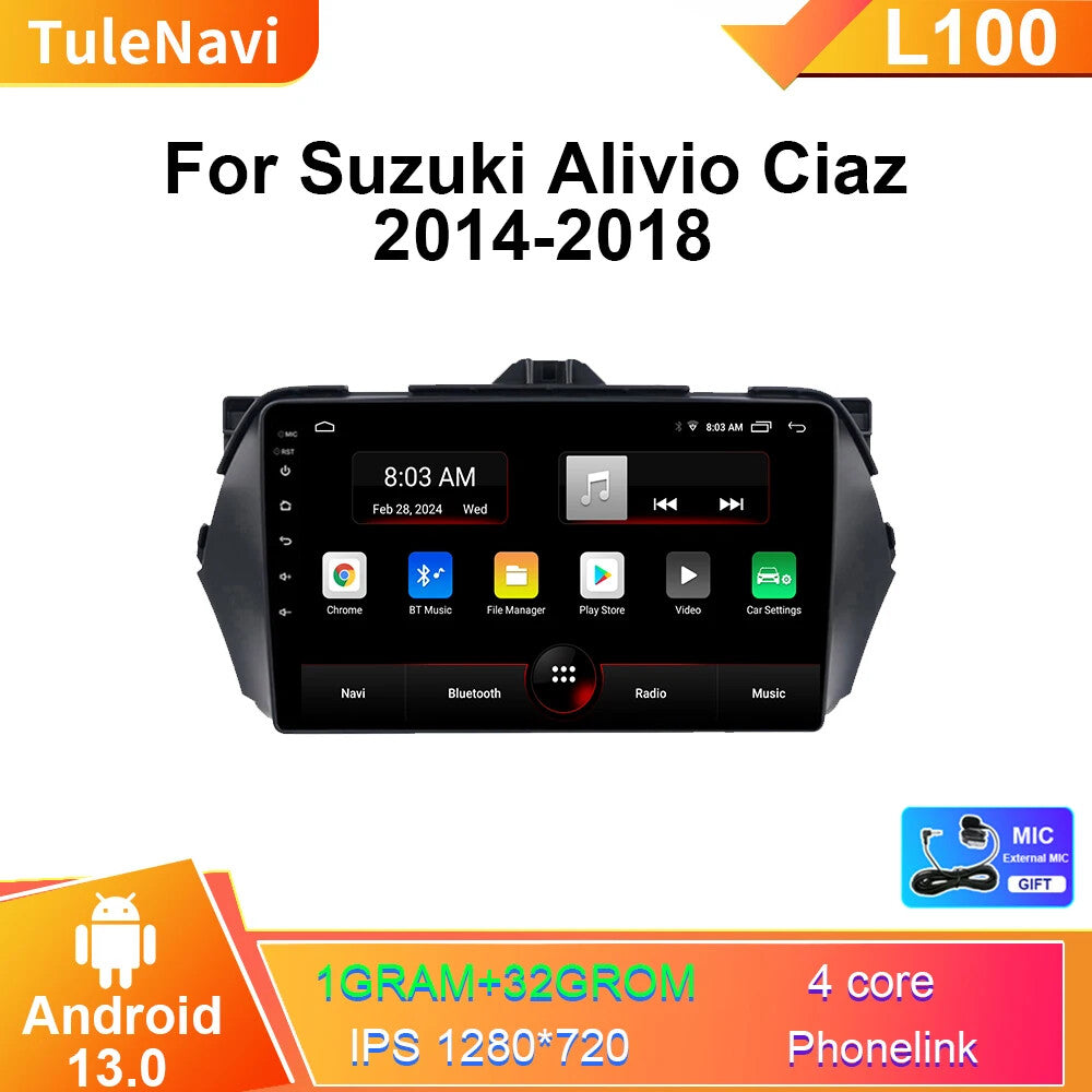 for Suzuki Alivio Ciaz 2014-2018 Head Unit CarPlay Car Radio GPS Stereo Player