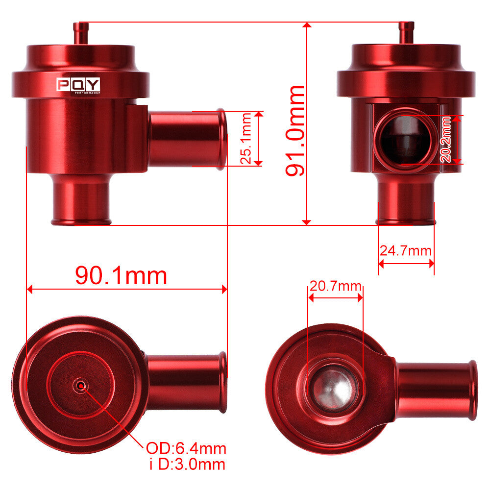 for VW for Audi 1.8T 2.7T Aluminum Blow Off Valve Turbo BOV Diverter Valve Kit Red