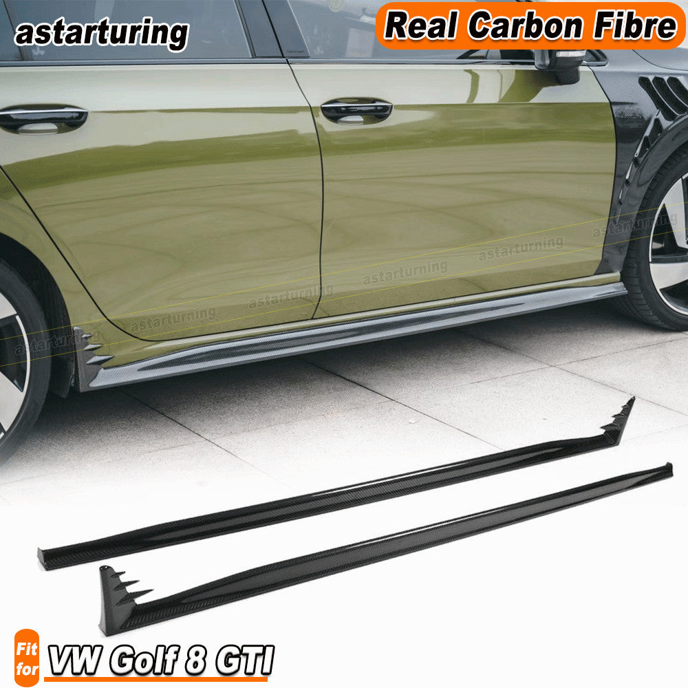 for Volkswagen for VW for Golf 8 GTI 2021-23 REAL Carbon Side Skirt Extension Lip Addons
