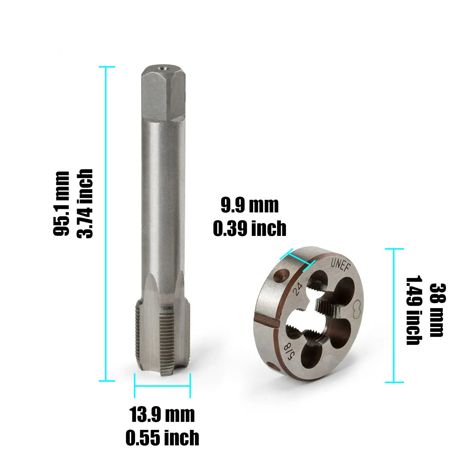 Right Hand Gunsmithing Tool 1/2-28 Tap & Die Set (1/2 x 28) 22LR 223 5.56 9mm