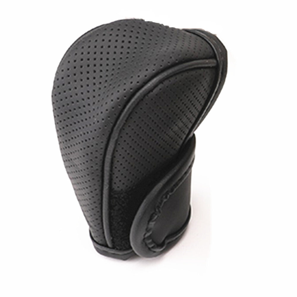 Car Gear Shift Knob Cover Shifter Sleeve Protector Black Leather Decor Non-Slip