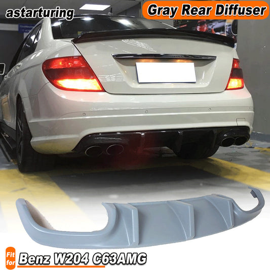 for Mercedes-Benz W204 C63 08-11 Gray Rear Bumper Diffuser Lip Spoiler FRP