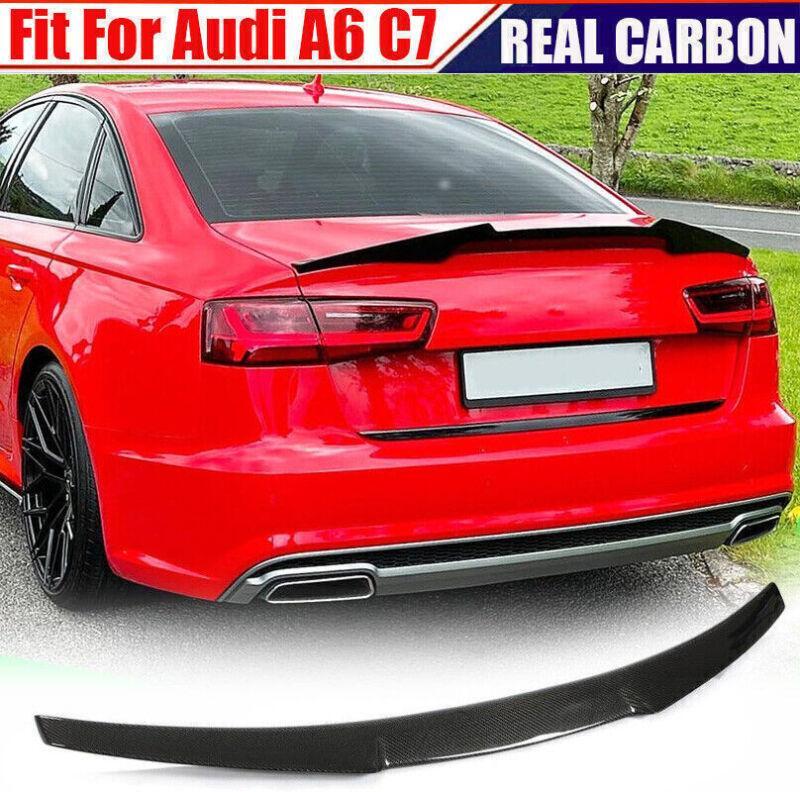 Carbon fiber wings are suitable for Audi A6, C7, A6 Sline, and S6 models from 2012 to 2018, including a rear trunk boiler.