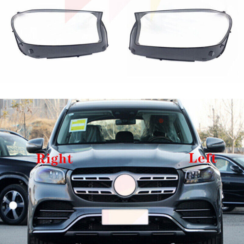 A Set Front Headlight Lens Shell + Seal Glue for Mercedes X167 GLS-Class 2021-22