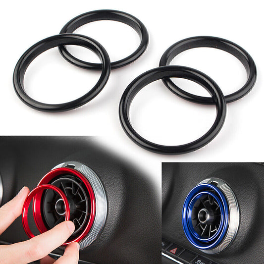 4pcs Metal Air Vent Cover Decorative Ring Case Fit for Audi A3/S3 Q2L 8V 12-19 18
