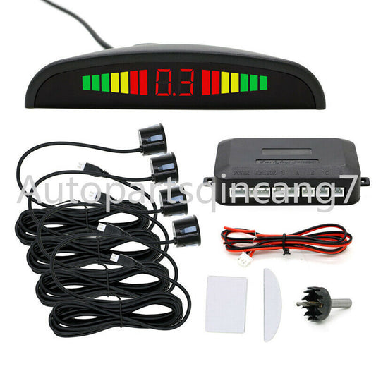 4 Parking Sensors Car Reverse Backup Rear Buzzer Radar System Kit Sound Alarm