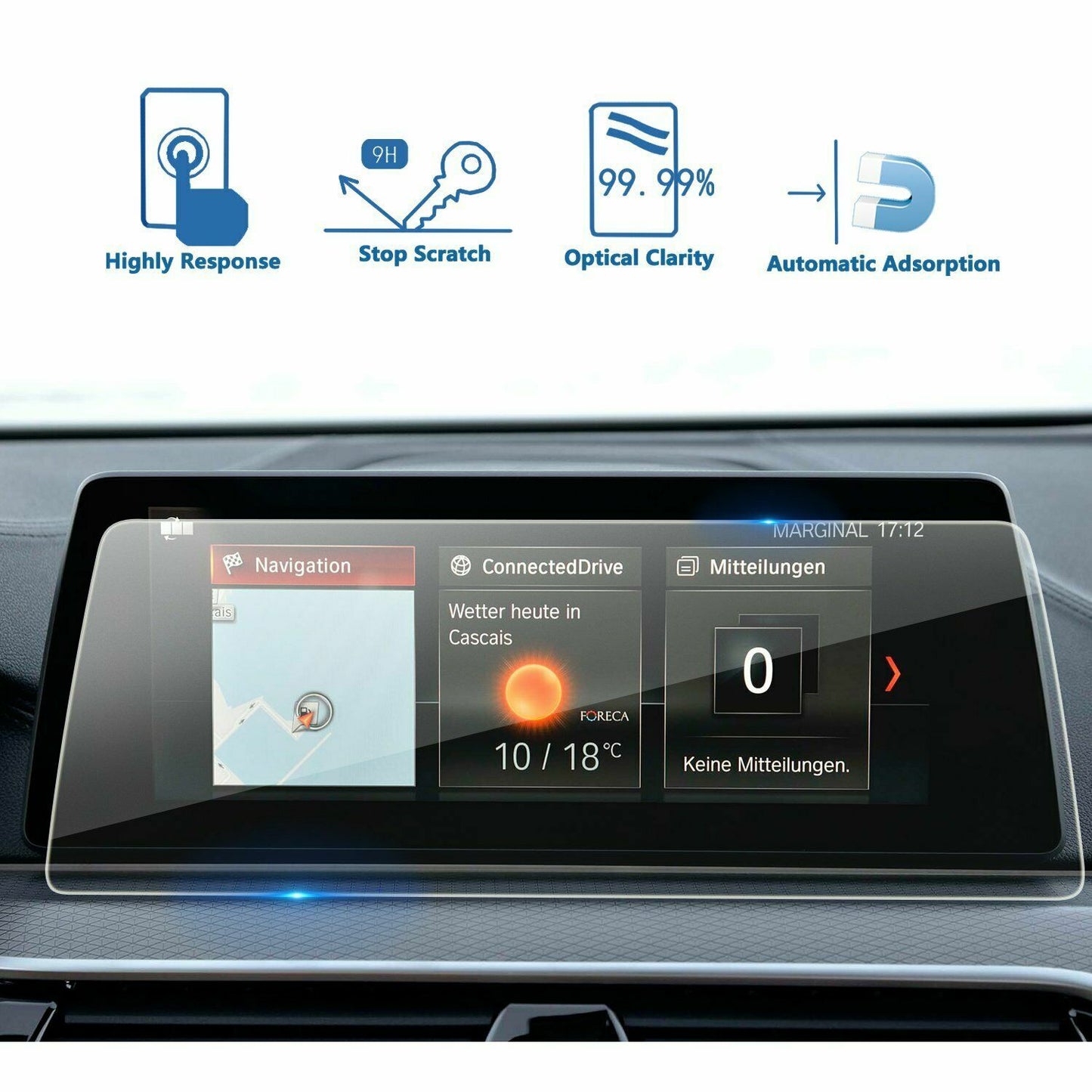 Tempered Glass Screen Protector GPS Navigation Touch Film for BMW G30 G31 17-18