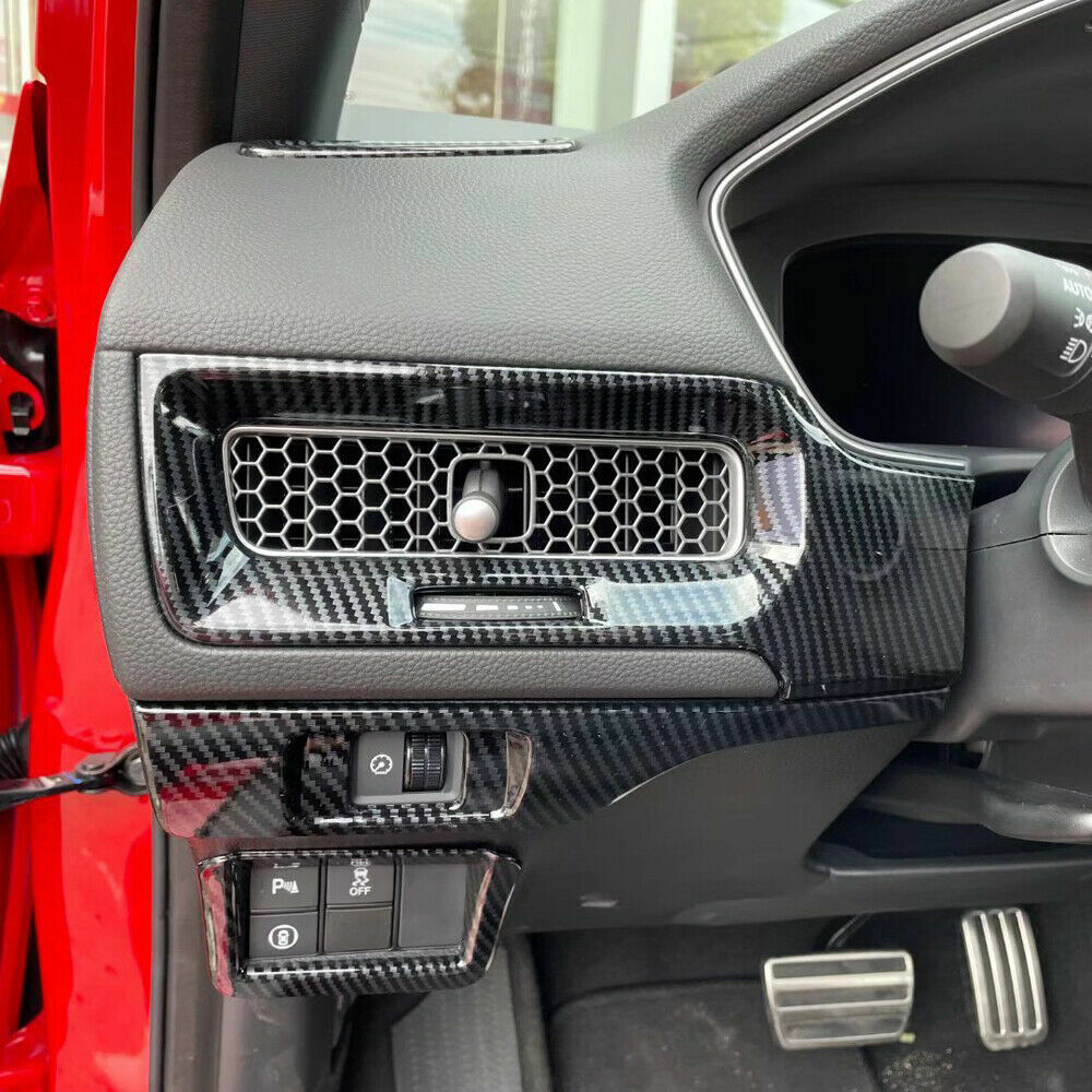 2x for Honda for Civic 2022-23 Carbon Fiber ABS Center Console Strip Cover Trim Kit