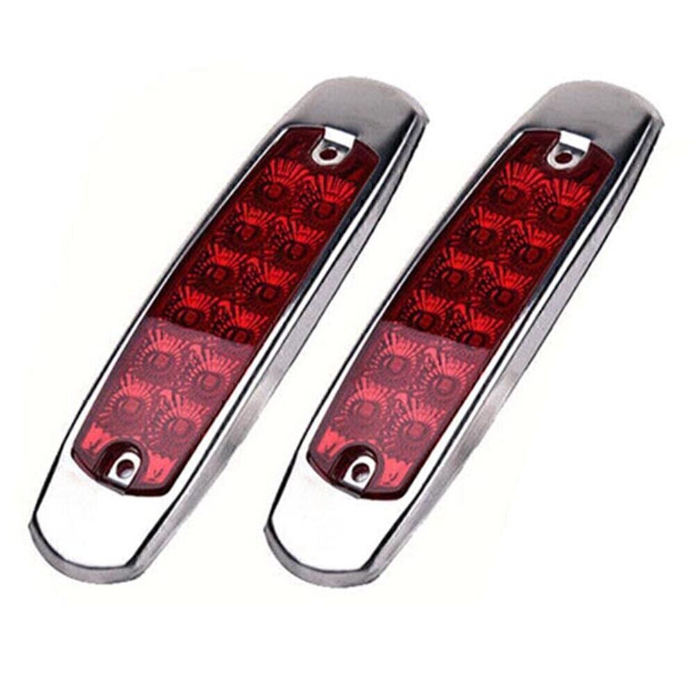 12 LED Sealed Side Marker Clearance Light Lamp 2 Red Fish Shape Trailer