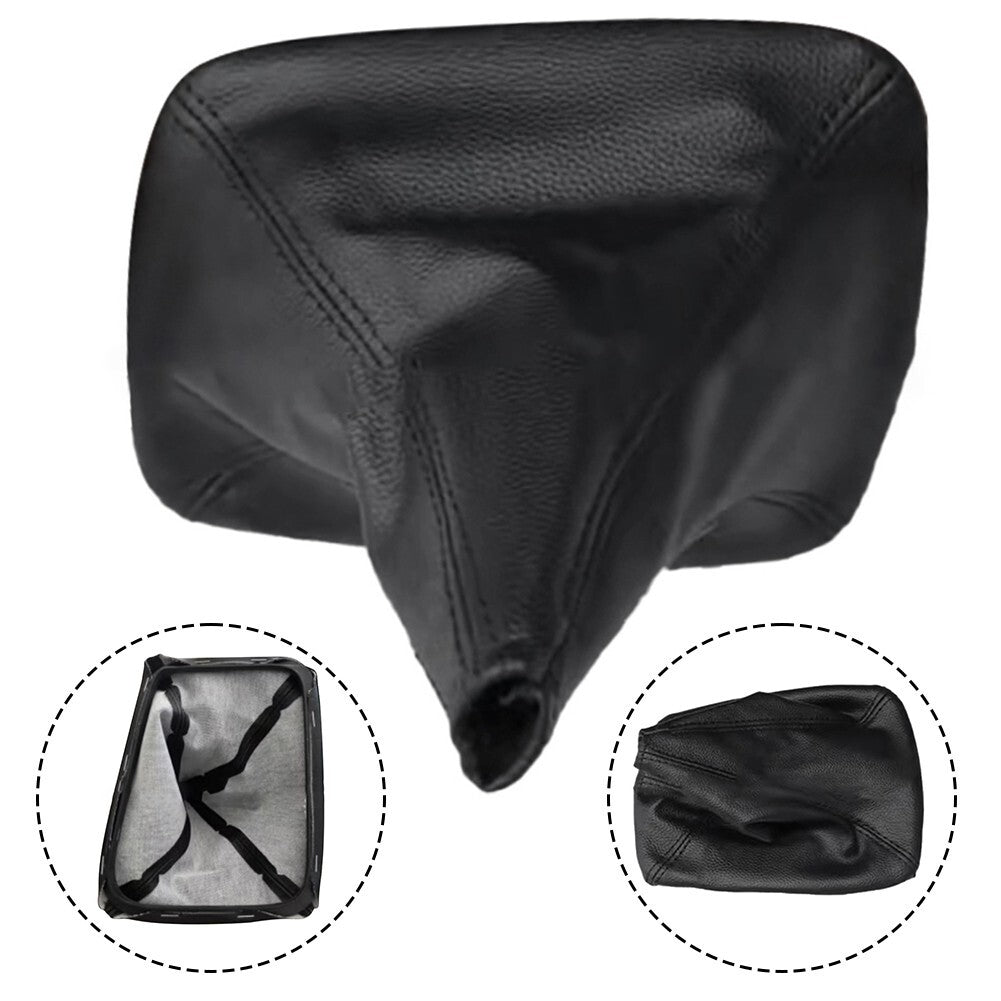 Black leather gear shift boots with upgraded scratch protection for the interior of the vehicle.