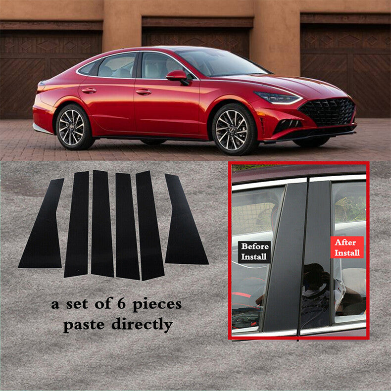for Hyundai Sonata 2020-2023 Black Pillar Posts Set Door Trim Piano Cover Kit 6x