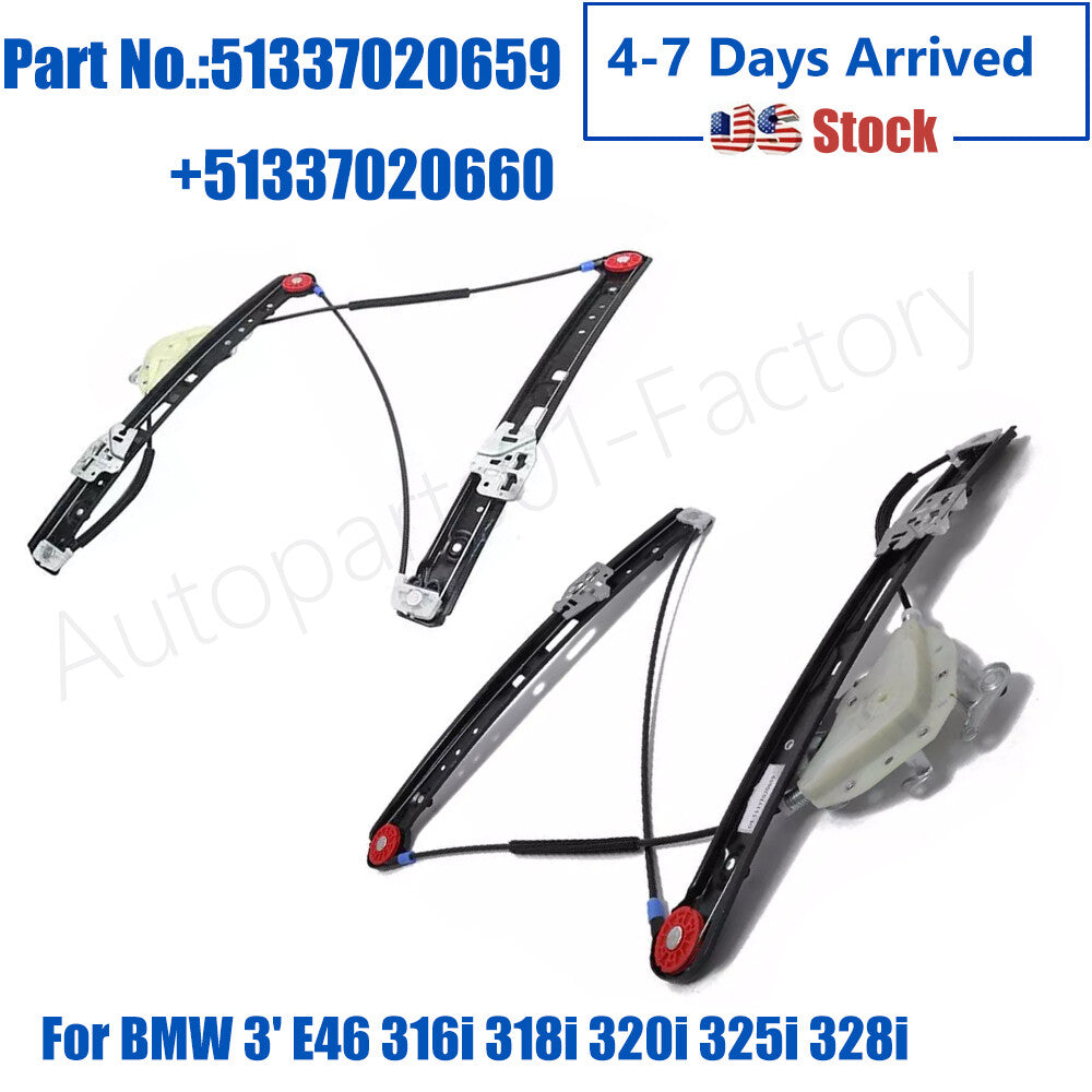 1Pair Front Left Right Window Regulator for BMW 3' E46 316i 318i 320i 325i 328i