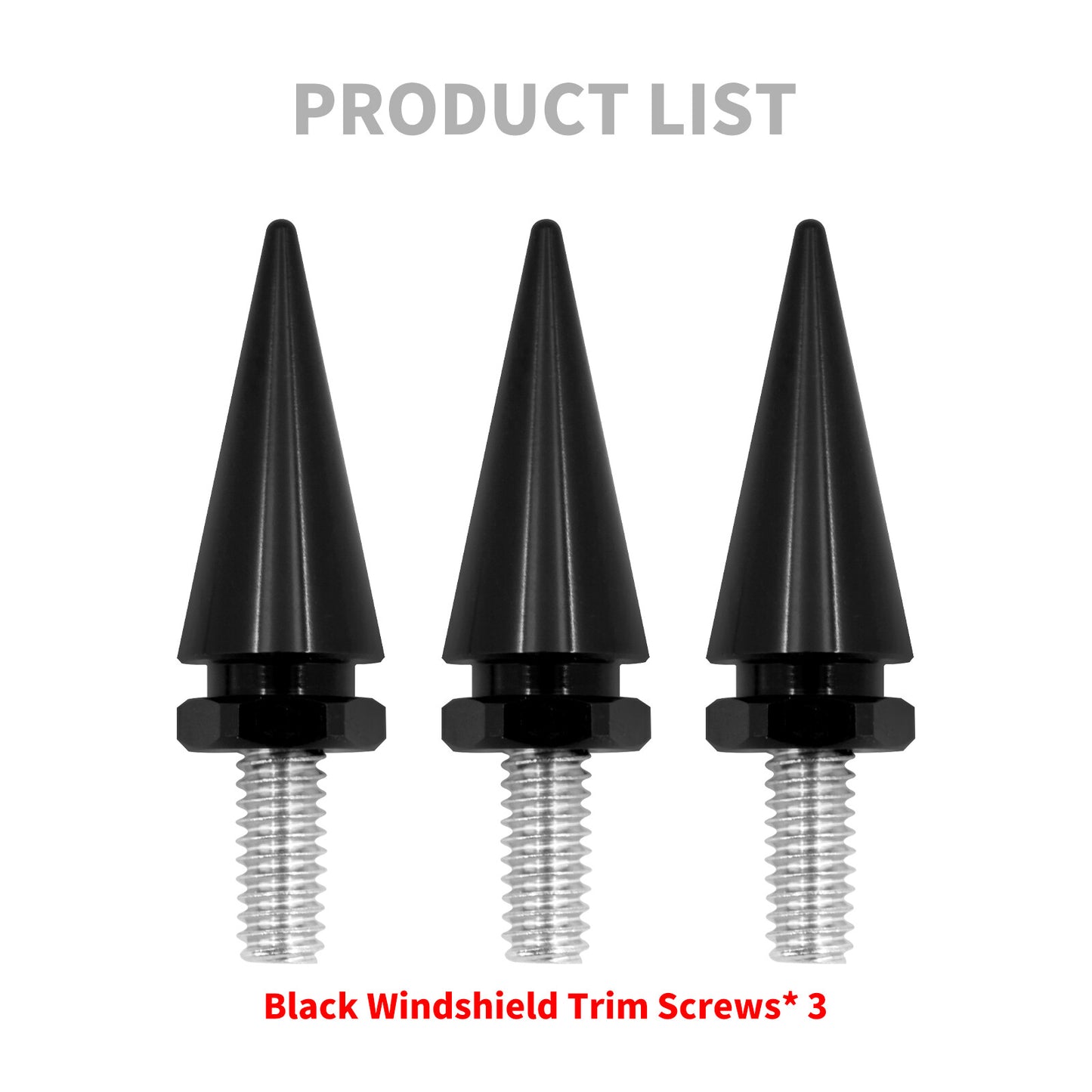 3xBlack Impaler Spike Wind Screen Windshield Bolt For Electra Street Glide 96-13