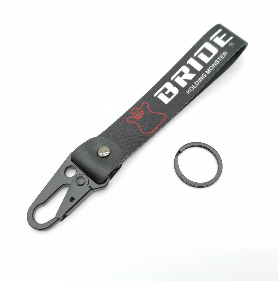 Carbon fiber black and red car keychain/key ring with horseshoe buckle suitable for Audi A1