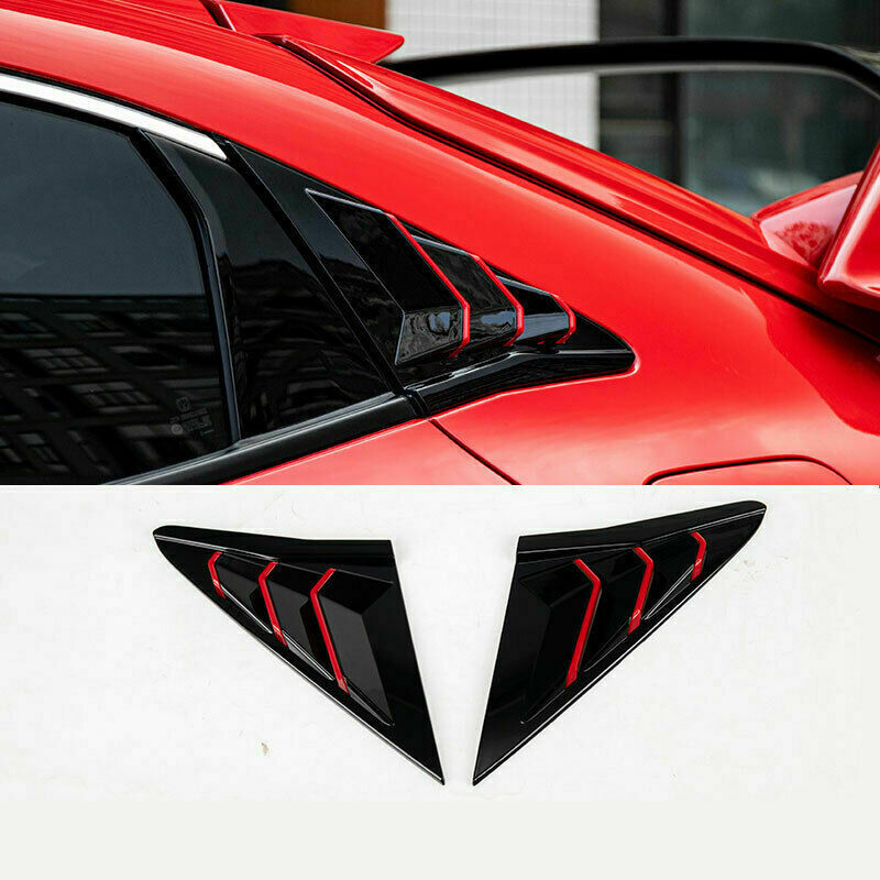 Gloss Black+RED Side Vent Window Louver for Honda for Civic 10th Hatchback 2016-2021