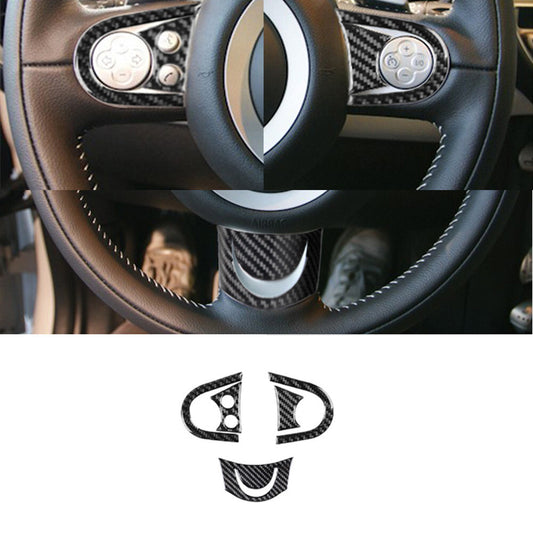 5X Carbon Fiber Steering Wheel Accent Trim for BMW for MINI Cooper 2007-2010