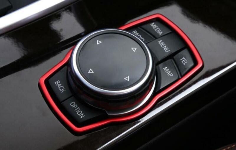Red Aluminum Console Multimedia Knob Frame Trim for BMW X3 G01 X4 G02 2018-2021
