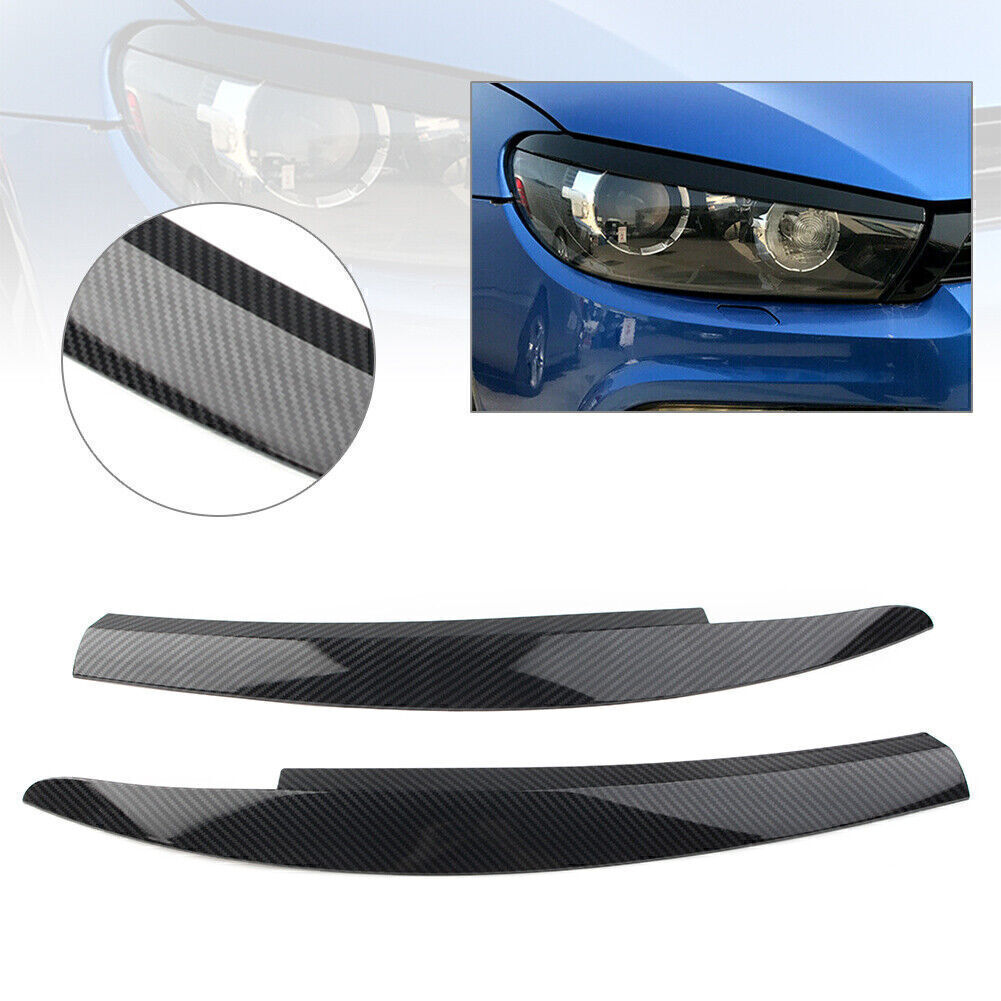Fit for VW Scirocco 2009-2017 Car Headlight Eyebrow Eyelid Cover Trim Carbon Pattern