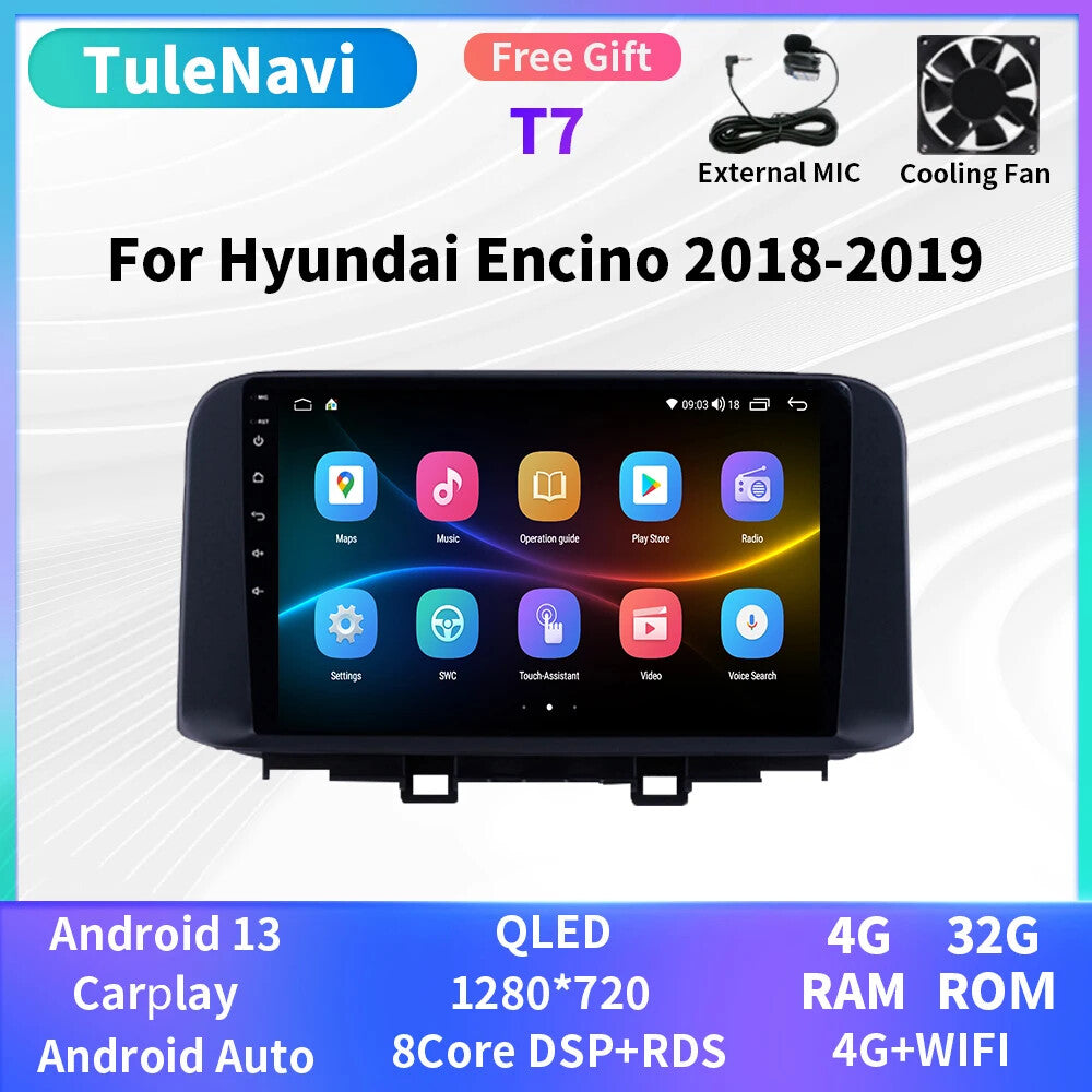 Android Auto Car Radio CarPlay for Hyundai Encino Kona 2018-2019 GPS Navi Screen