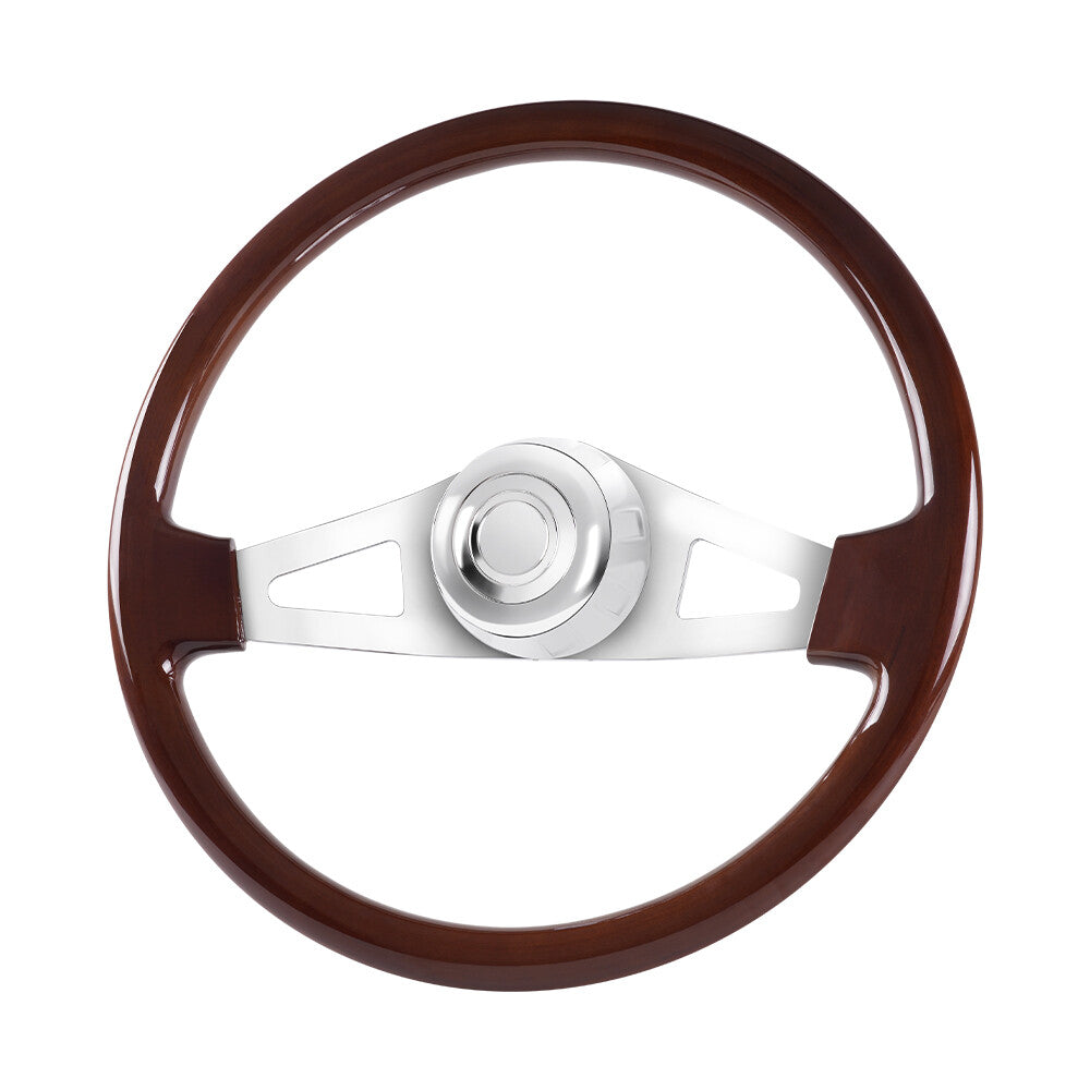 for Freightliner / for Kenworth / for Peterbilt / for Volvo Chrome 2 Spoke 18 Wood Steering Wheel
