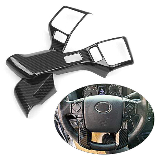 2x Steering Wheel Button Cover Trim Carbon Fiber Black Fit for Toyota Tacoma 16-2019