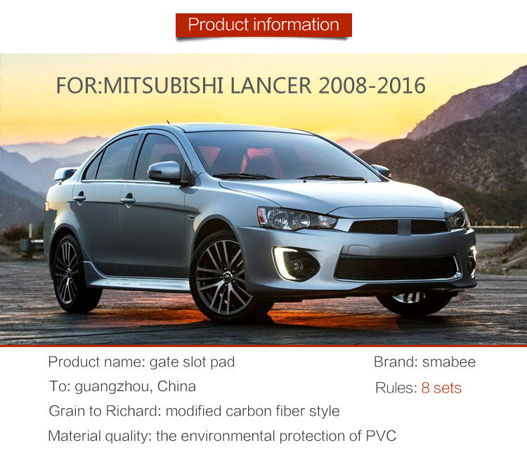 for Mitsubishi Lancer 2008-2016 Anti-Slip Gate Slot Cup Mat Accessories Non-Slip