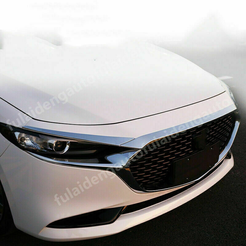 for Mazda 3 Axela 19-23 ABS Chrome Front Hood Bonnet Grille Lip Molding Cover 3x