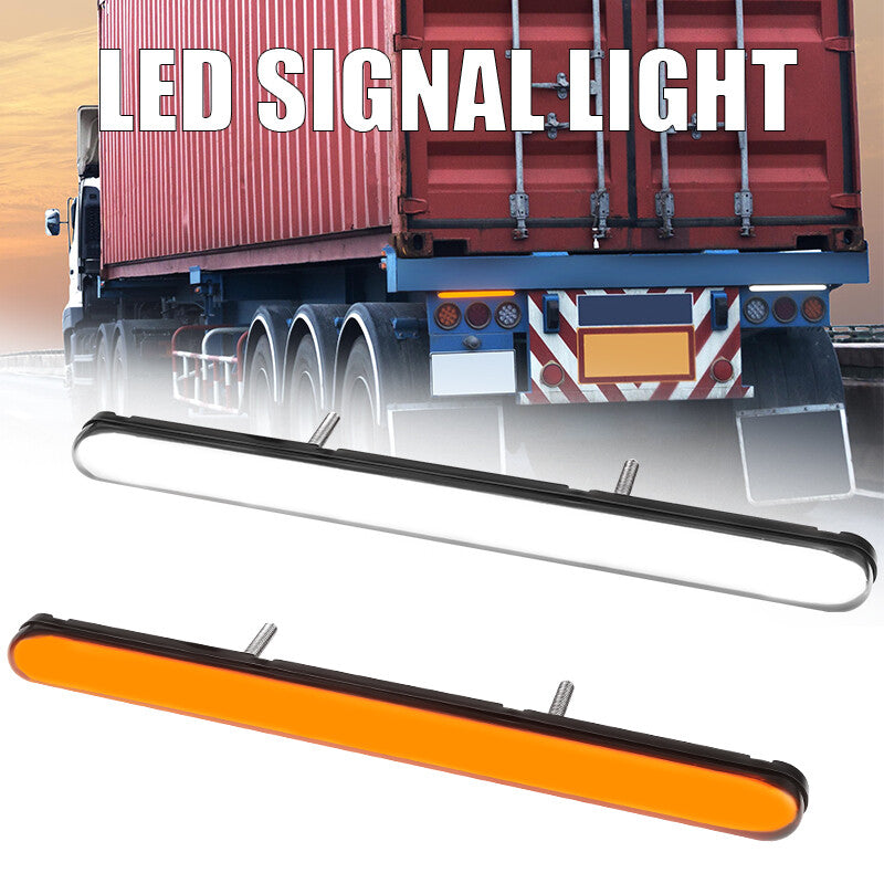 2X LED 9 Truck Flowing Turn Signal Rear Tail DRL Light Bar Strip White+Yellow