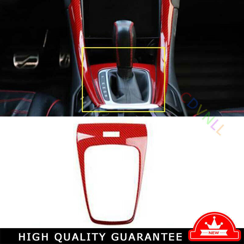 1X Red Carbon Fiber Console Gear Shift Frame Trim for Ford Mondeo Fusion 13-2016