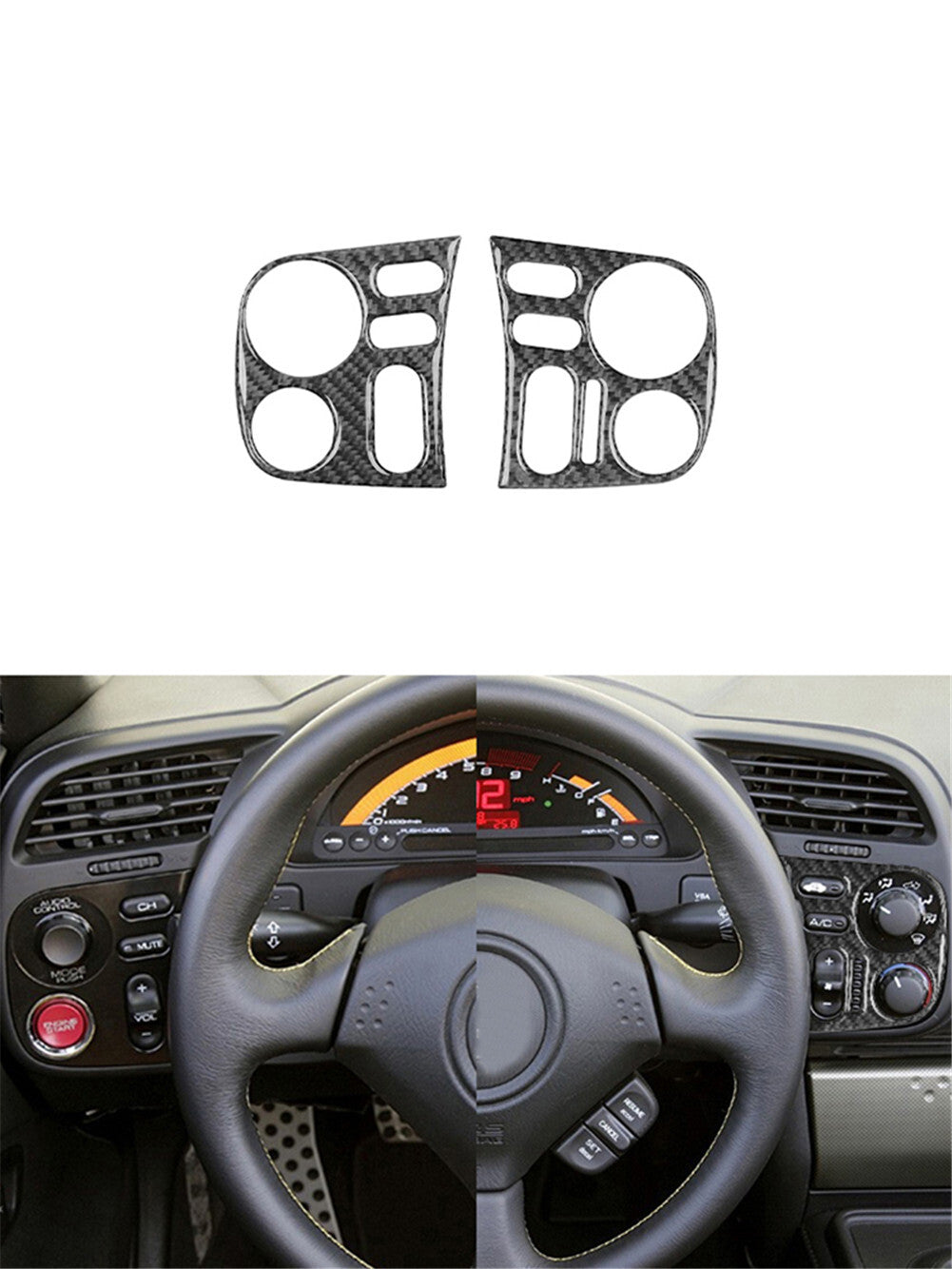 Dashboard Side Button Panel Trim Cover Carbon Fiber for Honda S2000 2000-2009