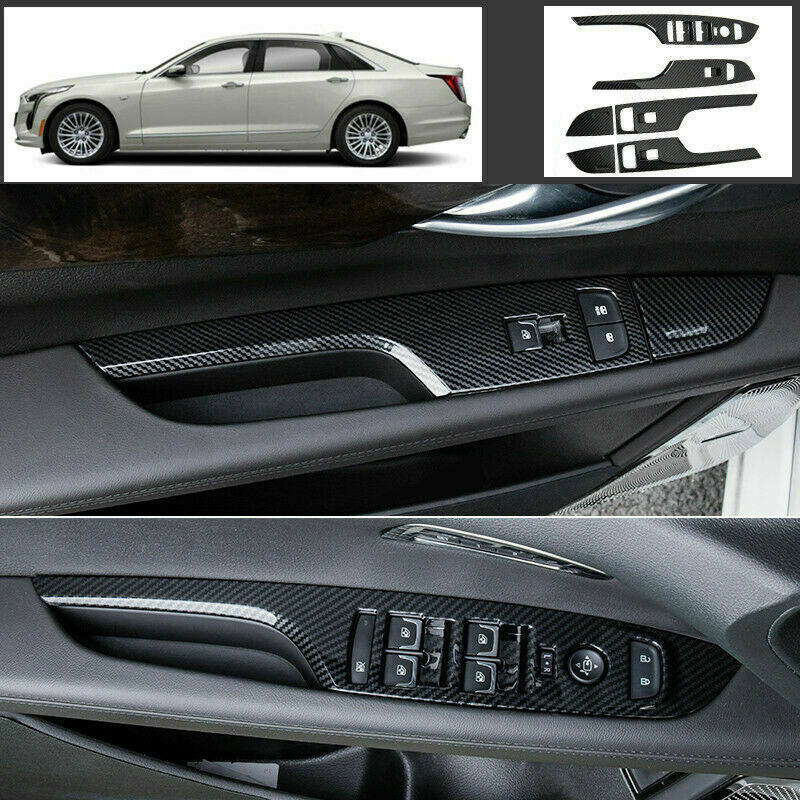 for Cadillac CT6 2016-2020 Carbon Fiber Look Window Lift Panel Switch Cover Trim
