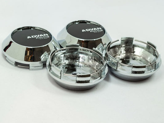 4x68mm Advan racing wheel center cap, hubcap, rim cap, badge, black chrome-plated