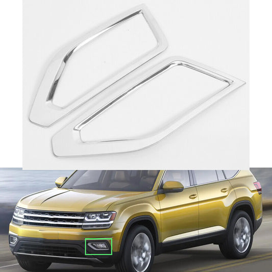 Chrome Front Fog Light Frame Cover Trim For 2018-2020 for Volkswagen Atlas Stainless