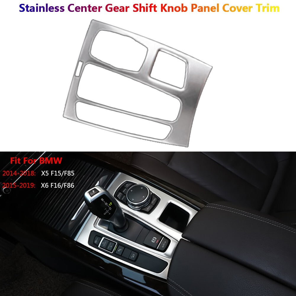 Stainless for BMW X5 X6 F15 F16 Car Center Console Gear Shift Panel Cover Trim