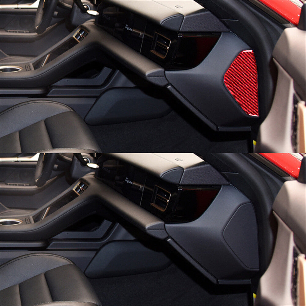 Red Carbon Fiber Door Anti-Collision Buffer Panel Cover for Porsche Taycan 2019+