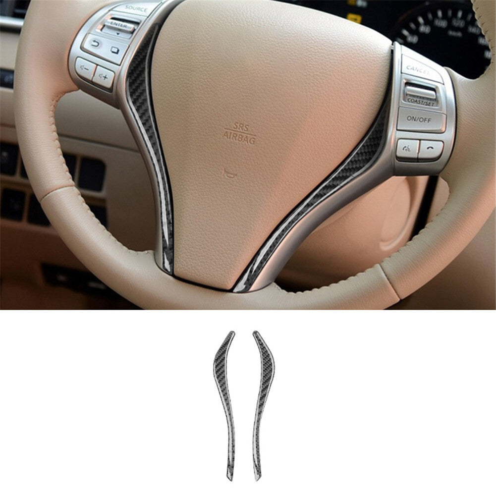 Carbon Fiber Steering Wheel Side Strips Cover Trim for Nissan Rogue 2014-2016