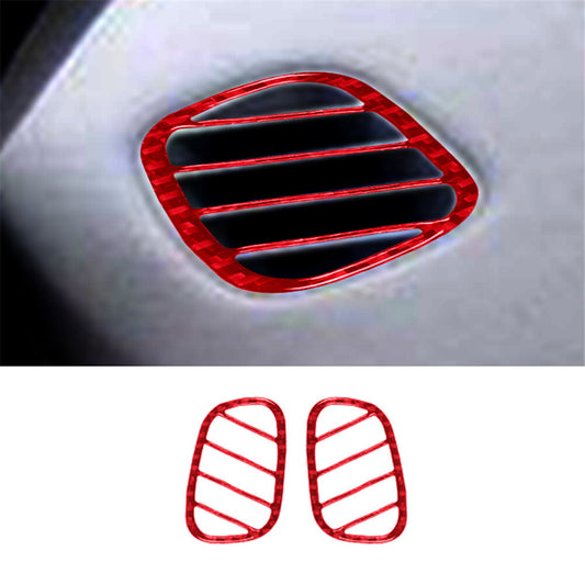 2x Red Dashboard Air Vent Trim Strip Cover Carbon Fiber for Jaguar XF 2009-2011