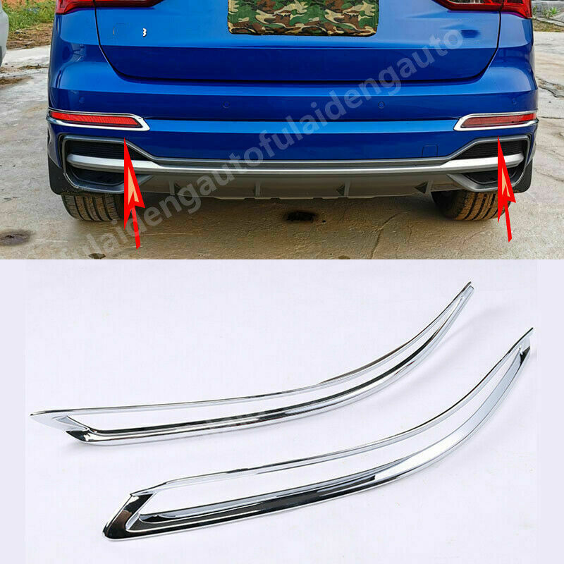 for Audi Q3 2019 2020 2021 ABS Chrome Rear Fog Light Lamp Decor Covers Trim 2P