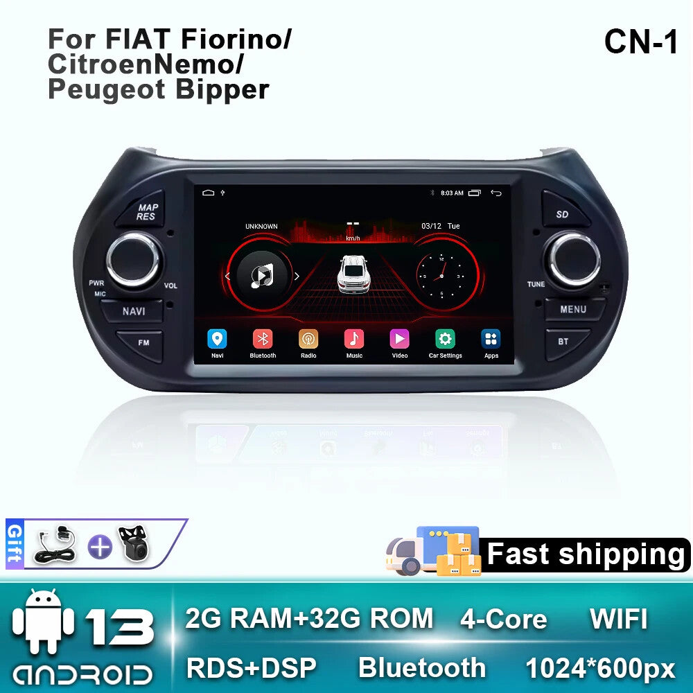 for Fiat Fiorino Qubo for Citroen Nemo for Peugeot Bipper Car Radio Carplay Screen GPS