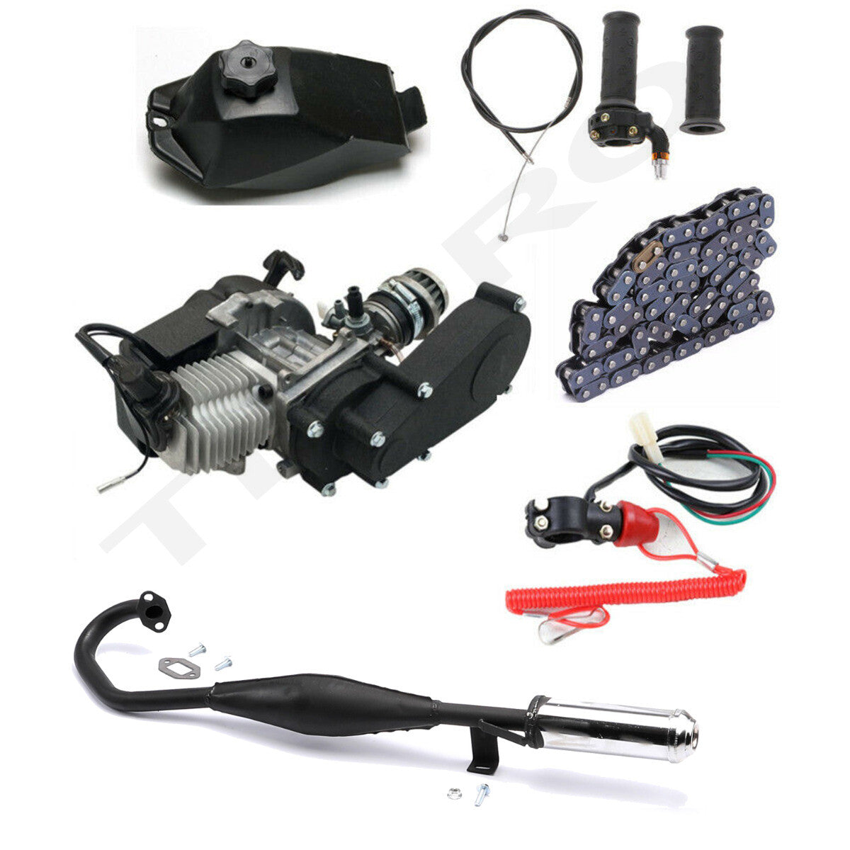 49cc 50cc 2 Stroke Engine Motor Full Kit Bicycle Scooter for Mini Pocket Bike ATV