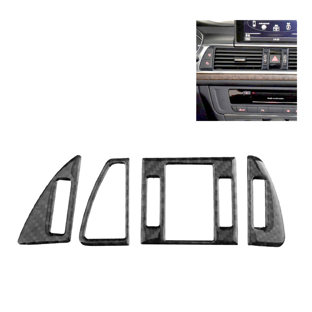 4PCS carbon fiber vent outlet trim for Audi A6 A7 2012-2018