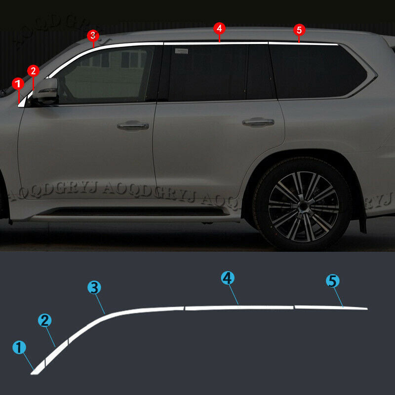 Chrome Steel Window Door Belt Moulding Strips Trim Set 10x for LEXUS LX570 16-21