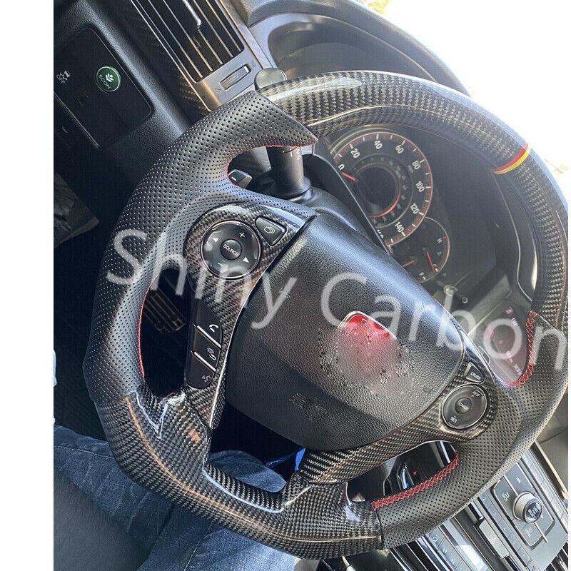 carbon fiber steering wheel for Honda Accord 9th generation 2013-2017, black leather.