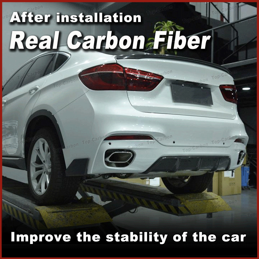 REAL Carbon Rear Bumper Diffuser Spoiler Lip Kit for BMW X6 F16 M Sport 2015-17