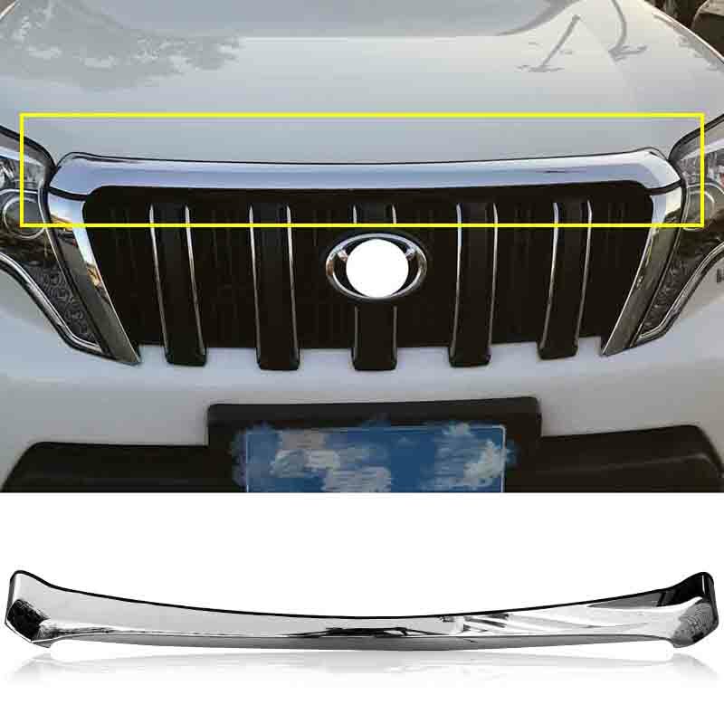 for Toyota Prado FJ150 2014-2017 Chrome Front Bumper Grille Strip Decor Cover